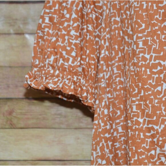 Ava & Viv Womens Burnt Orange Balloon Short Sleeve Pleated Blouse Plus Size 3X - Picture 3 of 10